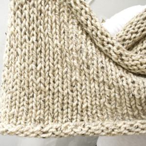 Infinity Scarf No. 1 in Oatmeal - Wool Blend Circle Scarf - Cowl Scarf - Chunky Knit Scarf - Hooded Scarf - Ready to Ship