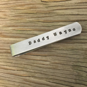 Aluminum hand stamped tie clip-  tie bar for Men- great gift 3/8 inch wide