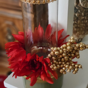 Christmas Glass Candle Holder In red 