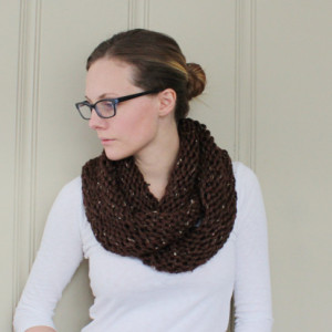 SALE - Infinity Scarf No. 2 in Brown Tweed - Circle Scarf - Neckwarmer - Cowl Scarf - Ready to Ship