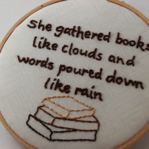 Beautiful Book Quote, Perfect for the Reader. Modern Embroidery Hoop Wall Hanging Decor.