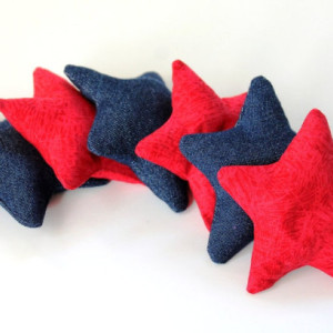 Red and Blue Star Shaped Bean Bags (set of 6) Five-point Star for 4th of July Patriotic Toss Games - US Shipping Included