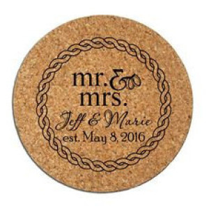 Custom Engraved Cork Coasters Set of (6) Personalized