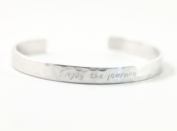 Engraved bracelet sterling silver, personalized bracelet skinny cuff custom made in USA 1/4 wide