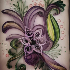 Paper Quilled Flower Artwork - Wall Hanging - Handmade - LARGE