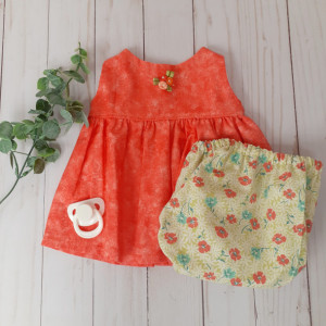  Infant Dress Orange Sleeveless Dress with Diaper Cover Headband (0-3 Months)