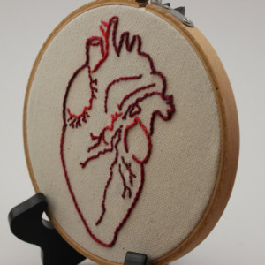 Anatomical Heart Modern Embroidery Hoop Wall Hanging Decor.