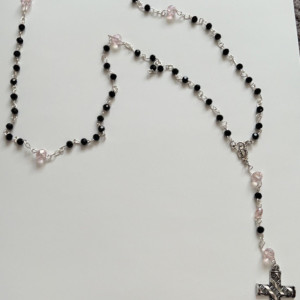 Handmade Catholic black and pink Rosary-Gift for Her, Baptism