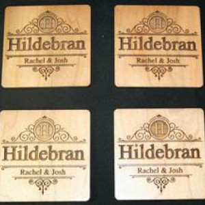 Custom Engraved Coasters Wood Set of (6) Personalized