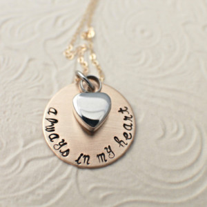 Always in my Heart - Personalized Cremation Urn Necklace - Hand Stamped Cremation Jewelry - Heart Urn Jewelry Memorial Jewelry - Loss
