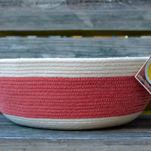 large red & white rope basket