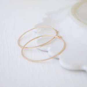 Hand hammered gold or silver 1 inch Hoops