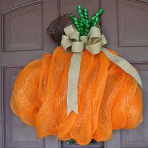 Pumpkin Deco Mesh Fall or Halloween Wreath
