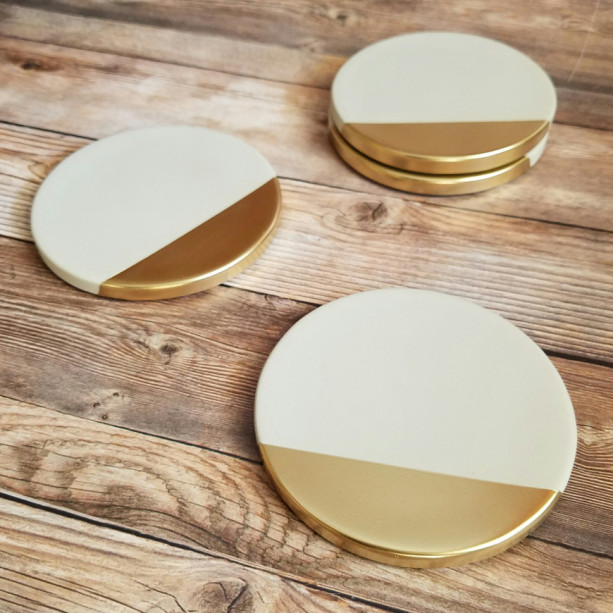 Concrete Coasters with Gold | aftcra