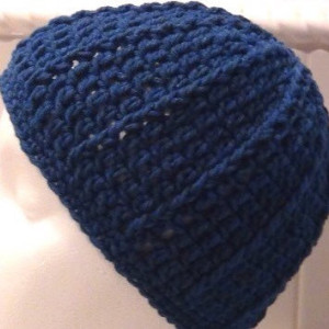 Hat - Crocheted  Skullcap - Rich Blue  Peacock Cap - Beanie