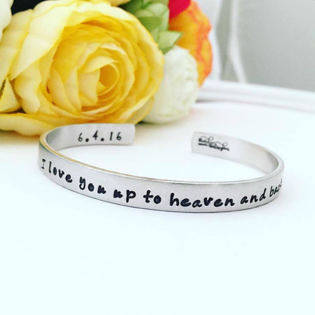 I love you to heaven and back - Hand Stamped Personalized Bracelet Personalized Cuff Bracelet - Personalized - Stacking Bracelets