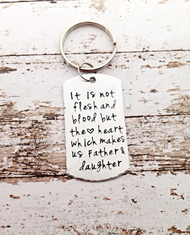 STEP DAD gift,  Stepfather, Stepdad, gifts for step dad, hand stamped dad keychain, Christmas Gift for stepdads, step son, daughter
