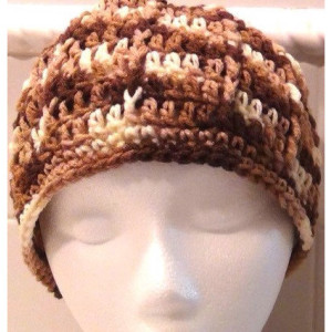 Hat - Unisex Beanie -  Brown Cap - Slouch hat - Ombre Beanie - Handmade headwear - Crochet Ribbed hat for Men or Women - Skullcap
