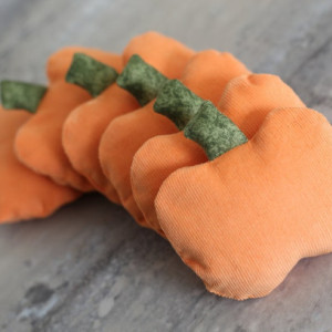 Orange Pumpkin Shaped Bean Bags with Green Stems (set of 6) Kids Toy Autumn Toss Game (Includes US Shipping)