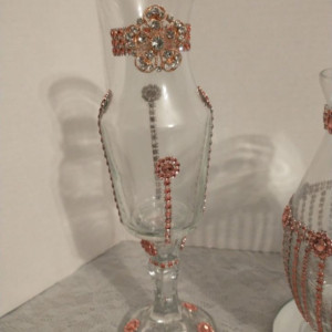 Rose Gold Bling Wedding Centerpiece Candleholder Vase Set