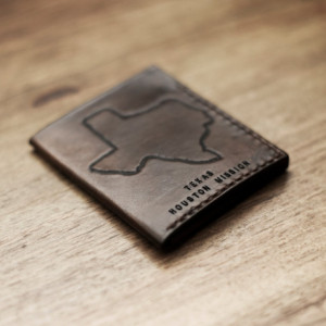 Mens Custom Leather Wallet, Hand Stamped Wallet, Mens Anniversary Gift (Dark Brown Color)