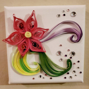 Paper Quilled Flower Artwork - Wall Hanging - Handmade - SMALL