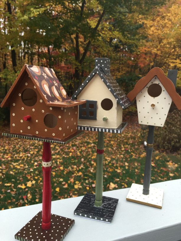 Hand painted decoupaged decorative birdhouse set | aftcra