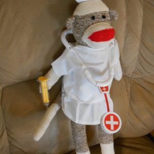 One Sock Monkey Classic Handmade Doll 