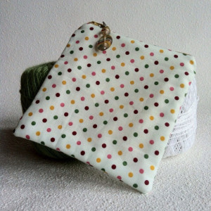 Poka dot square zipper pouch with beaded  pull