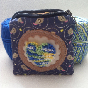 Little love bird zipper pouch with needle punch embroidery
