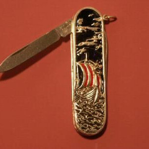 Viking Dragon ship Gents sterling silver handled pen knife