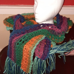 Multi color crochet scarf