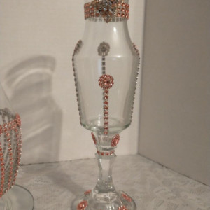 Rose Gold Bling Wedding Centerpiece Candleholder Vase Set