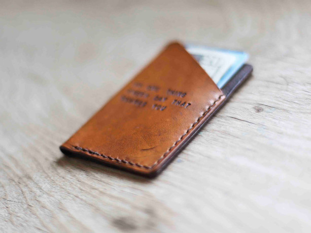 Mens Custom Leather Wallet, Minimalist Wallet, Groomsmen Gift (Tan Color)