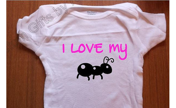 I love my Aunt, I love my Ant onesie, Custom Designed baby onesie, announcement onesie,  Funny onesie