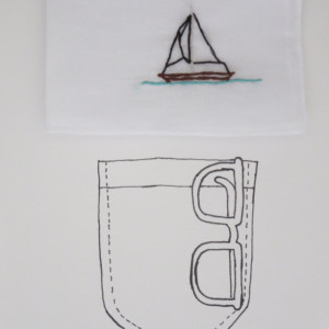 Embroidered Sailboat Keepsake Hankie Hand Stitched Boat Handkerchief by wrenbirdarts on Etsy