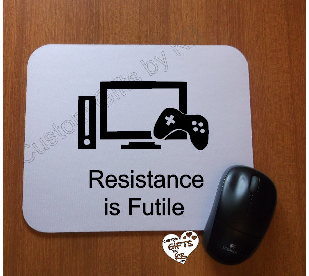 Gaming Resistance is Futile Mouse Pad, Christmas Gift, Anniversary, Birthday Gift, Star Trek, Spock, Xbox, Gaming, Gaming gift, PS4, WiiU