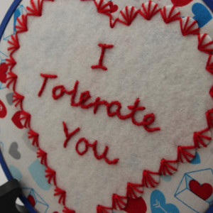 Snarky "I Tolerate You" Modern Embroidery Hoop Wall Hanging Decor. Made to Order