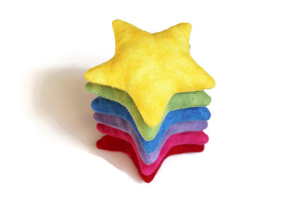 Bright Rainbow Star Shaped Bean Bags (set of 6) Children's Sensory Toy Homeschool Five Point Star-- US Shipping Included