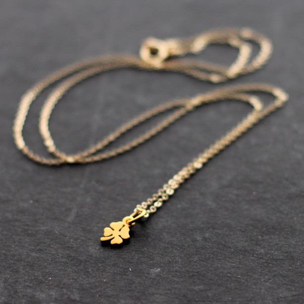 gold four leaf clover pendant necklace | aftcra