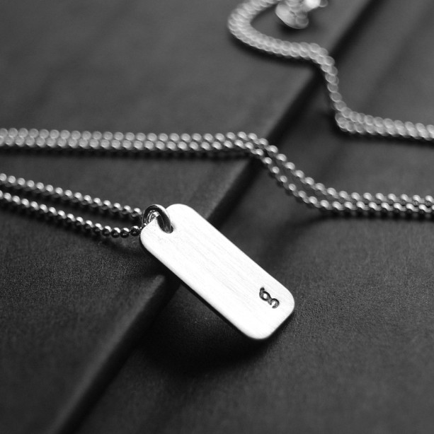 mini dog tag initial necklace