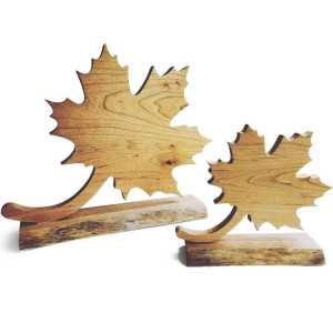 Rustic Maple Leaf with Live Edge Base. Farmhouse Style Fall Home Decor Floating Leaf for Wall, Mantel, or Centerpiece.