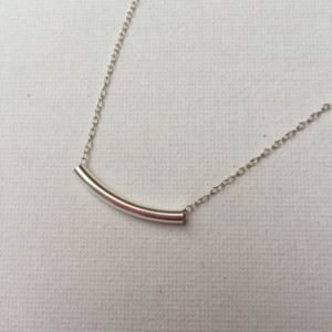 Sterling Silver Tube Bar Necklace, Minimalist, Simple, Boho, Great for Layering, with Choice of Sterling Silver Necklace (16", 18" or 20")