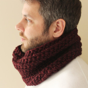 SALE - Unisex Crochet Circle Scarf in Oxblood - Cowl Scarf - Neckwarmer - Ready to Ship