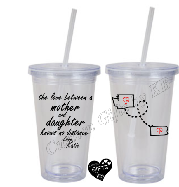 Mother and Daughter knows no distance Tumbler with Miss you States, Miss you Tumbler with Straw, Long Distance, Mother n daughter, Custom