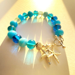 Blue Glass & Starfish Bracelet