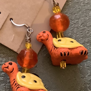 Orange and Yellow Turtle Earrings 
