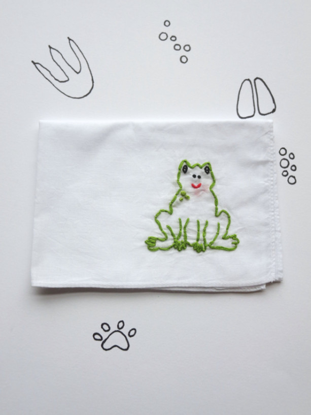 Hand Embroidered Frog Gift From Embroidery Hanky by wrenbirdarts on Etsy