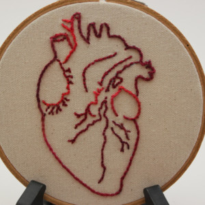 Anatomical Heart Modern Embroidery Hoop Wall Hanging Decor.