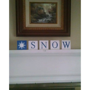 Snow wood sign blocks, vintatge wood sign art